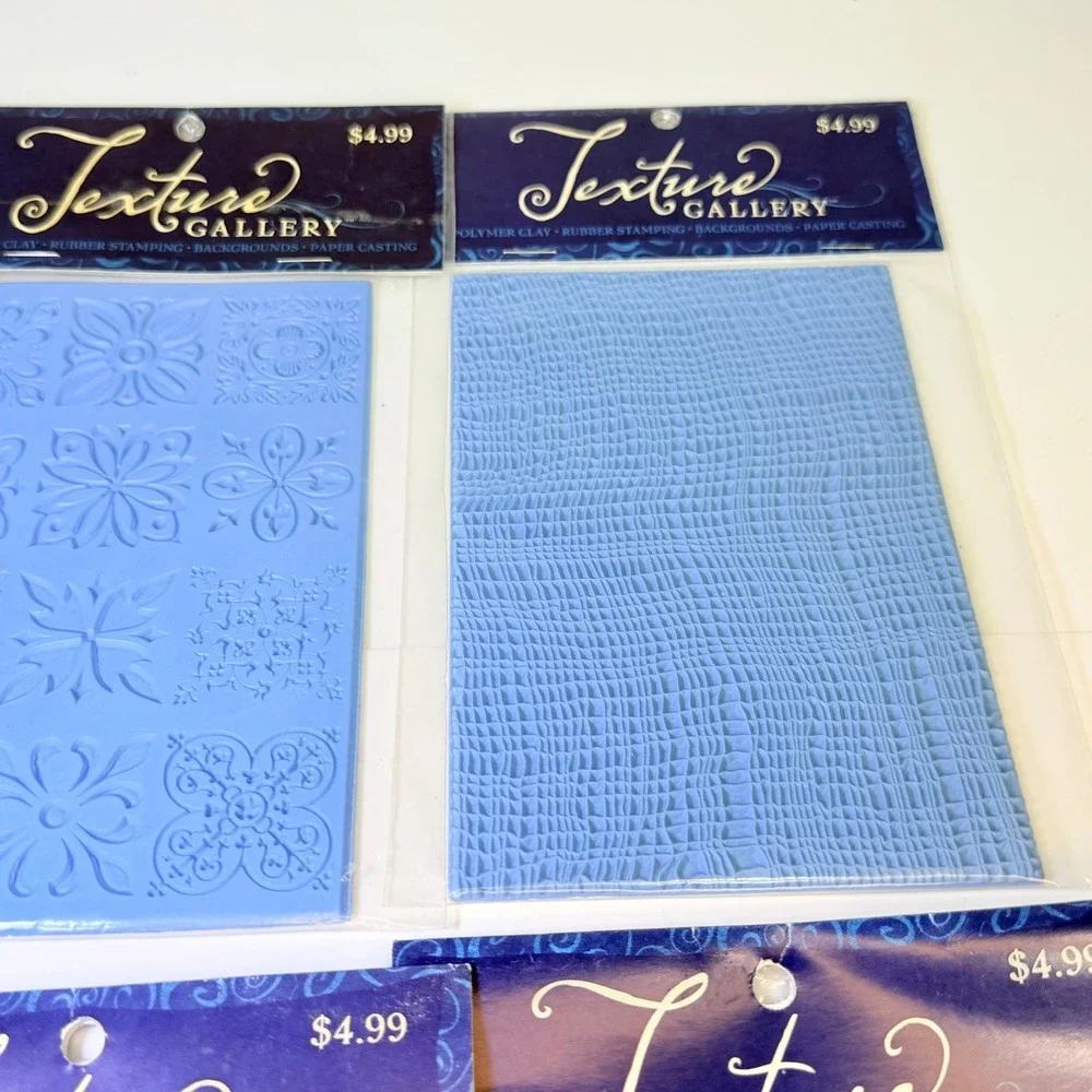 Stampabilities Texture Gallery Rubber Mats for Polymer Clay Set of 6 Blue